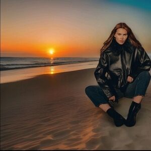 ZARA Removable Faux Fur Collar Jacket(Black, US S, M/EUR S, M)